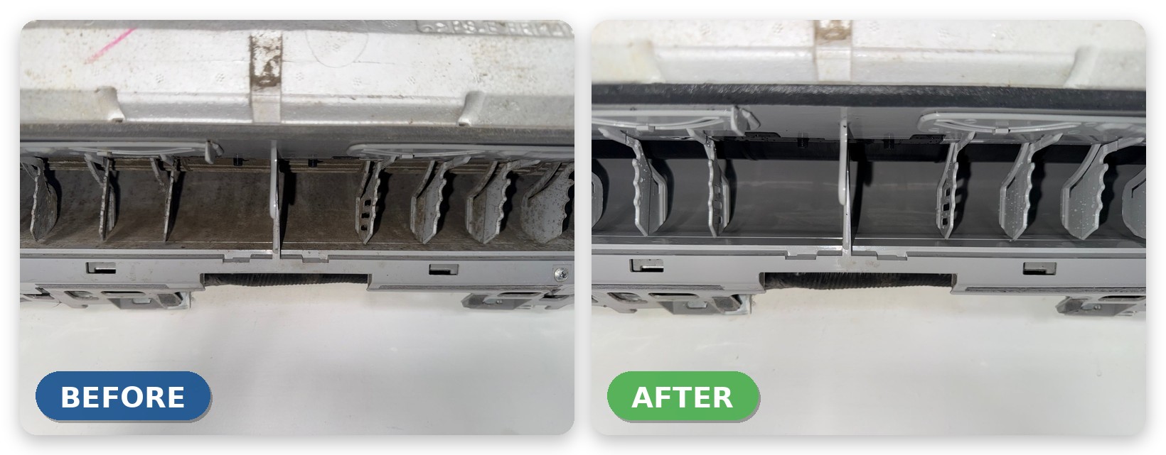 Air conditioner before and after a deep clean in Townsville